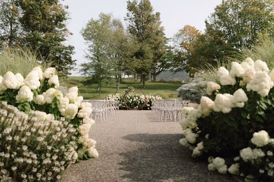 Garden courtyard ceremony setting