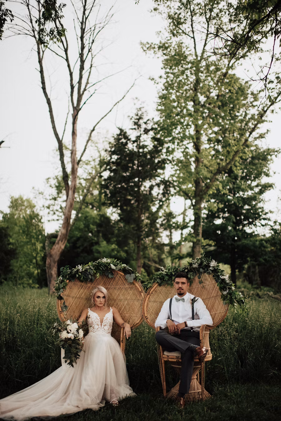 Editorial wedding portrait outdoors